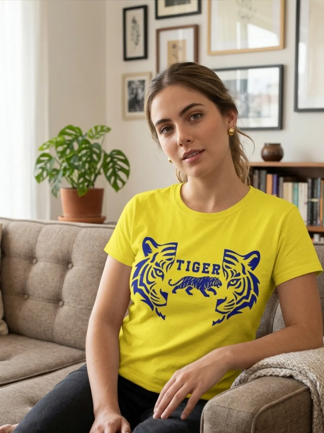 Blue Tiger Digital T-Shirt Design PNG, High Resolution Streetwear Graphic for Sublimation & DTG, Varsity Style Animal Clip Art, 4300x5400px 300 DPI Transparent Background, Instant Download for Apparel