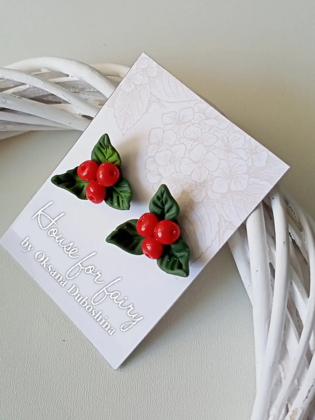 Red berries studs/Christmas earrings/Xmax red posts/Celebration gift for womens/NEW YEAR Party Earrings/Holiday earrings