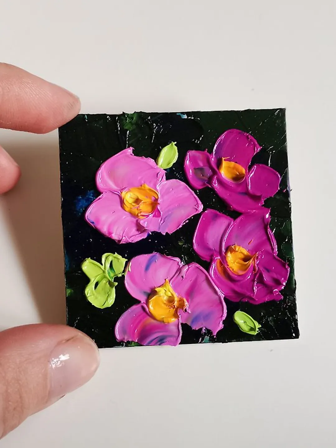 Chinese Roses 油畫原作 Original Art 手工油畫 Cute Flowers 油畫 Oil Painting Small Verafe
