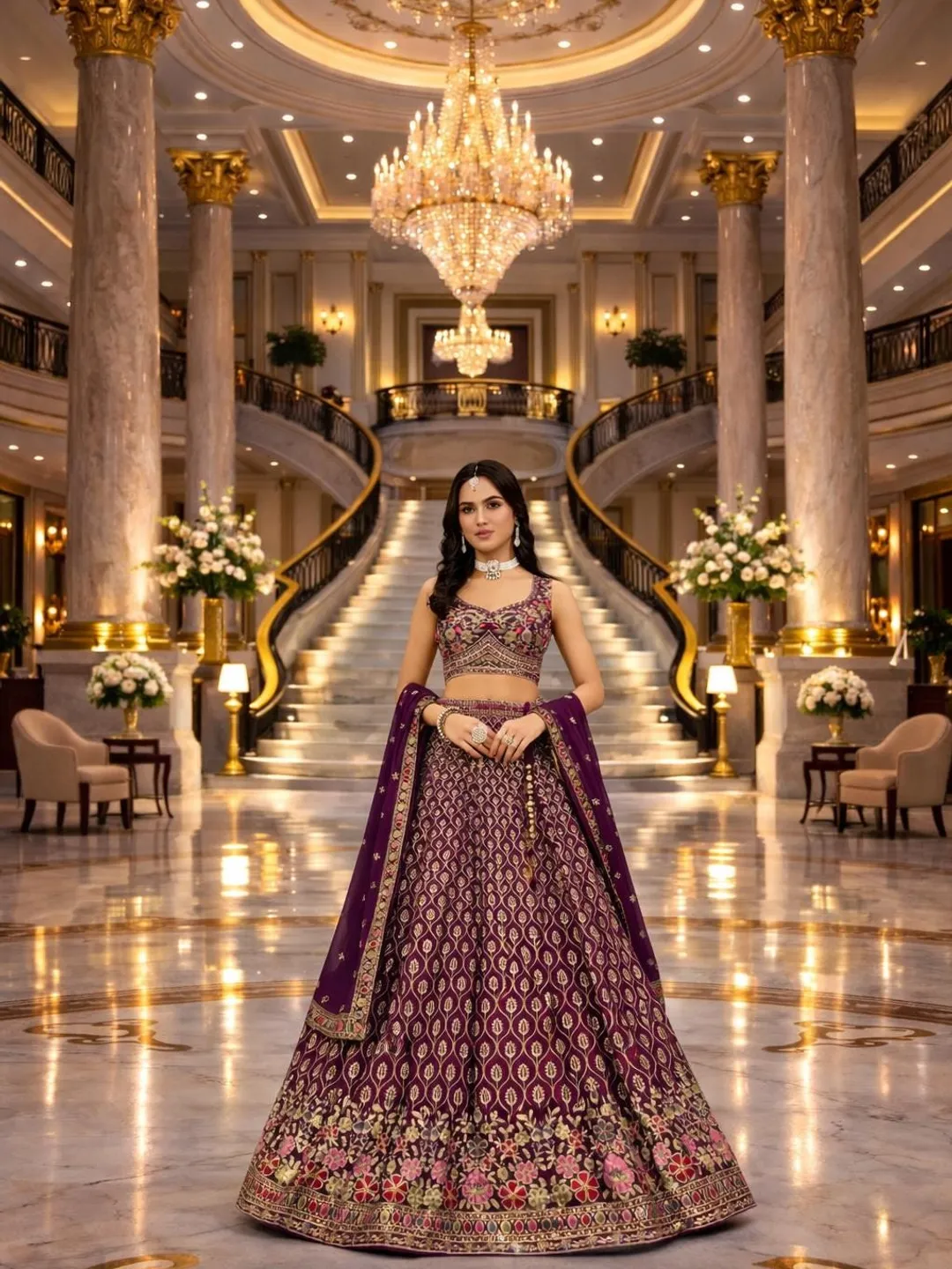 Maroon Lehenga Choli For Women: Indian Wedding Wear, Embroidery & Sequins Ready To Wear