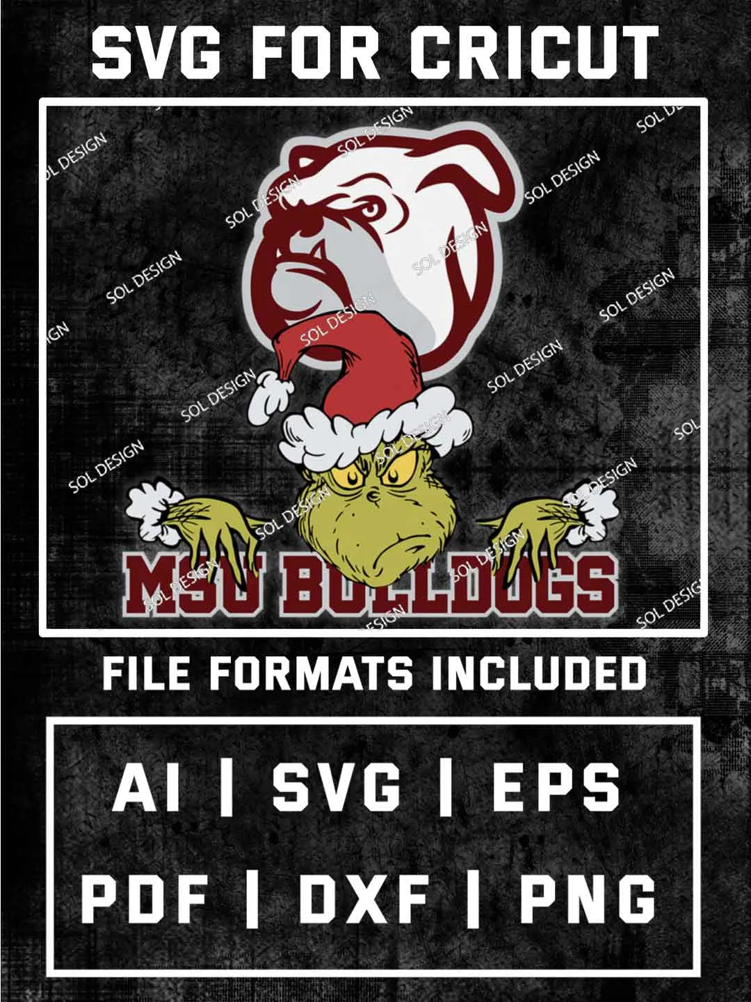 Grinch Mississippi State Bulldogs SVG, NCAA SVG Design, NCAA MSU Bulldogs SVG, NCAA Bulldogs Cricut, Christmas Svg, Grinch svg, Digital Download