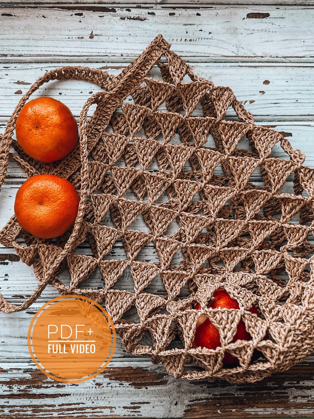 Crochet pattern mash bag triangles PDF digital and video tutorial, lace bag, net bag, woven bag for women, spring bag for girls, raffia