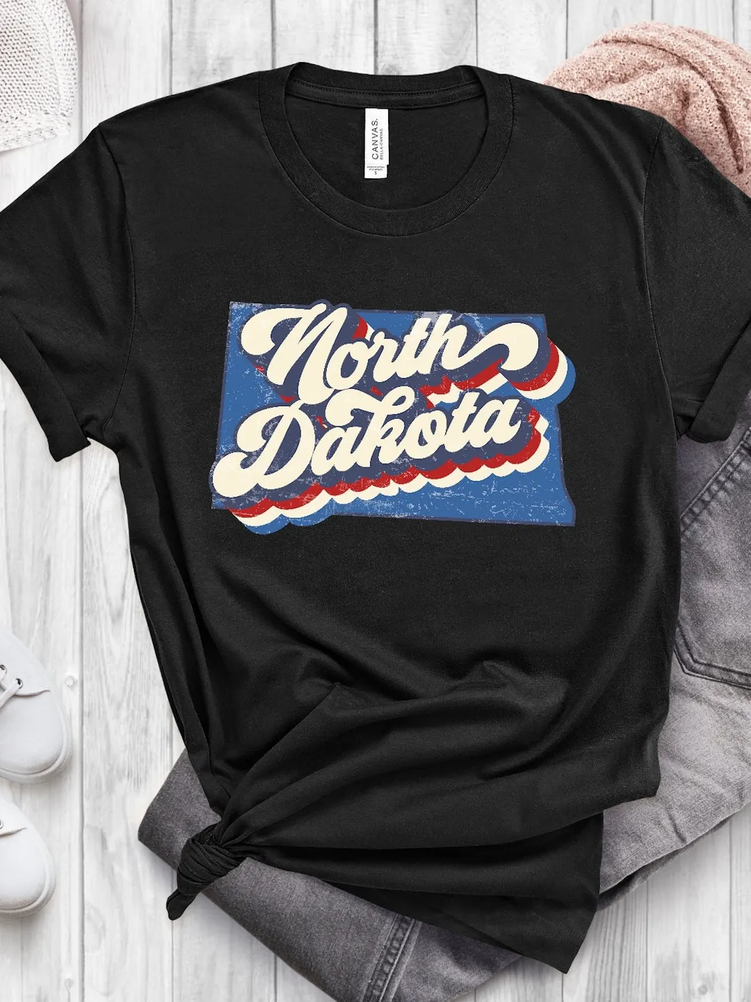 Retro North Dakota Shirt - Casual Vintage State Tee