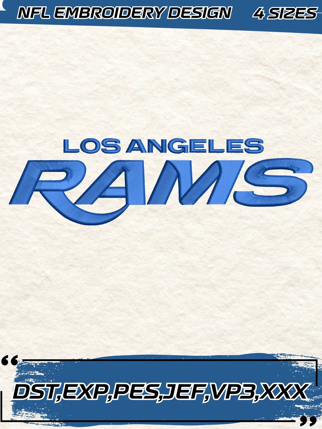 Los Angeles Rams Wordmark Logo Embroidery Design,NFL Logo Embroidery Design,Machine Embroidery Design File,4 Sizes, Digital Download