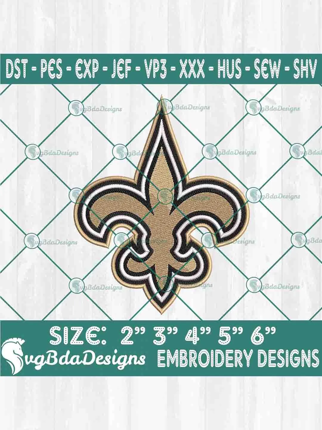 New Orleans Saints Machine Embroidery Design, NFL Embroidery Machine Designs