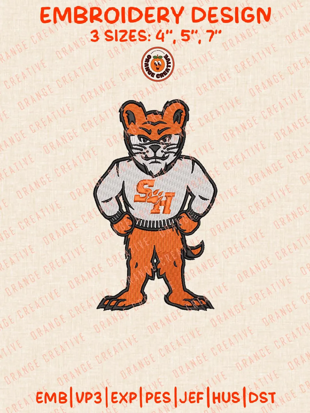 Sam Houston Bearkats Mascot Embroidery Design, NCAA Logo Embroidery Design, Machine Embroidery Design File, 4 Sizes, Digital Download