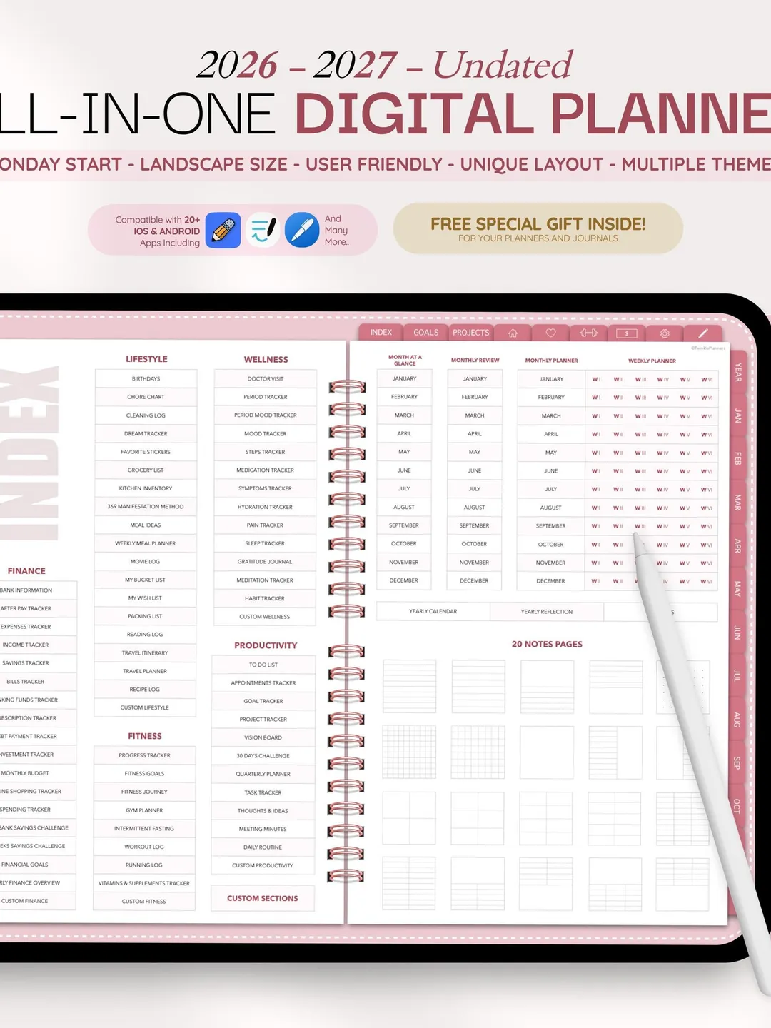 2026 2027 & Undated Digital Planner | All-in-One Planner | iPad Andriod ...