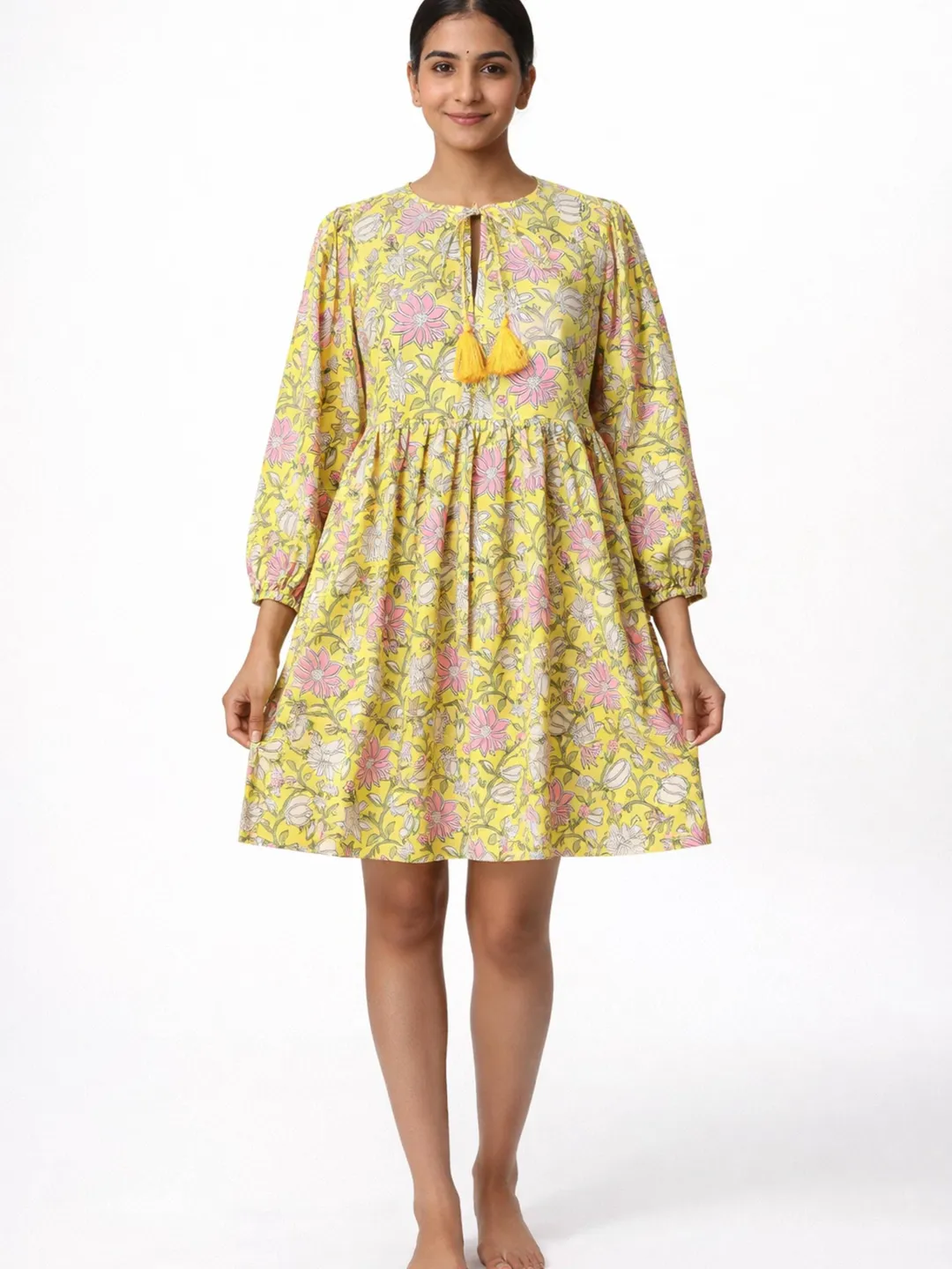 boho tunic summer dress Boho Printed Mini Dress for Women - Black Ethnic V Neck Bell Sleeve Loose  Fit Babydoll Tunic Dress