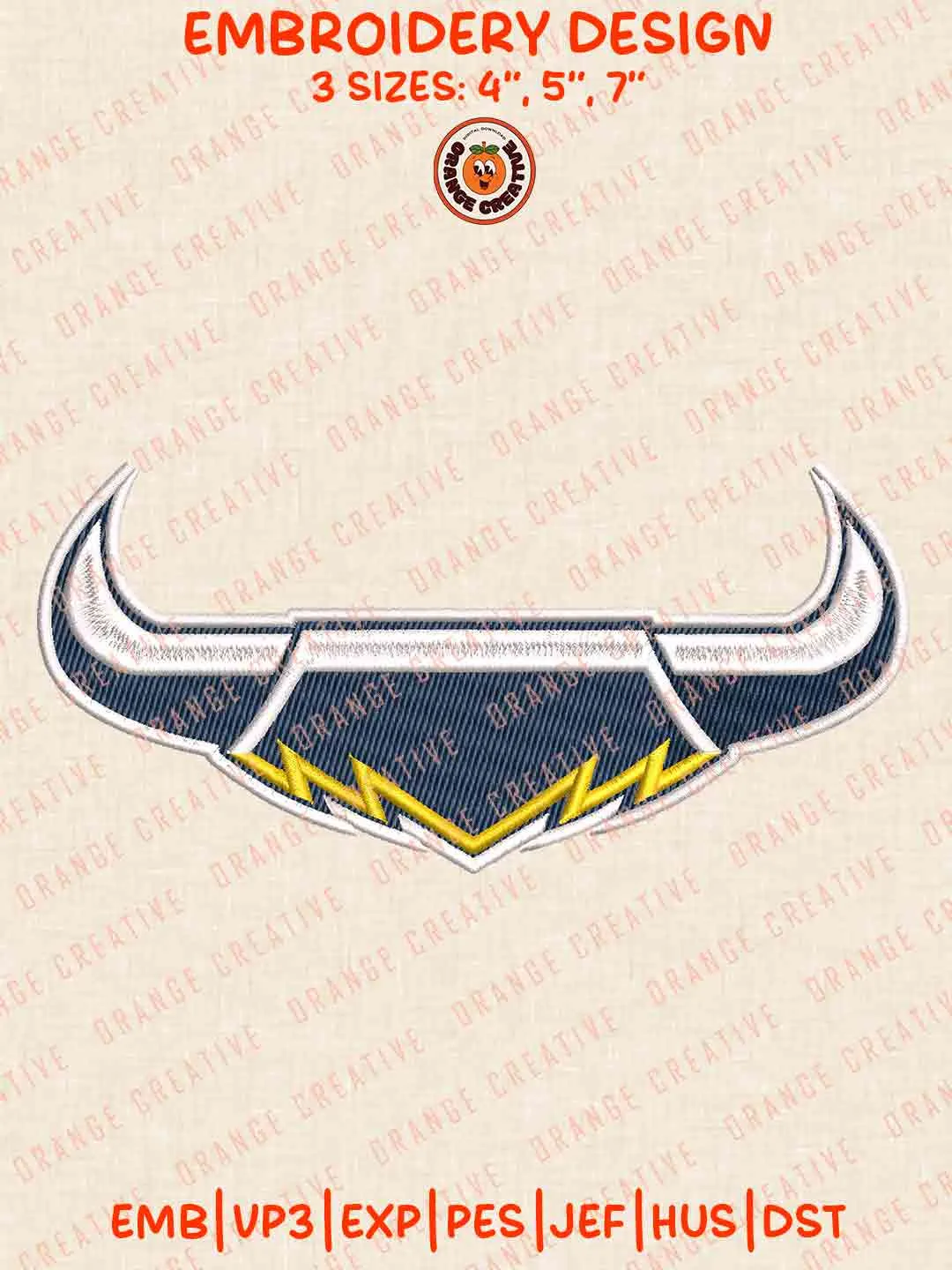 NRL North Queensland Cowboys Logos Embroidery Design, NRL Team Machine Embroidery Digitized Pes File, 4 Sizes, Custom Size, Instant Download