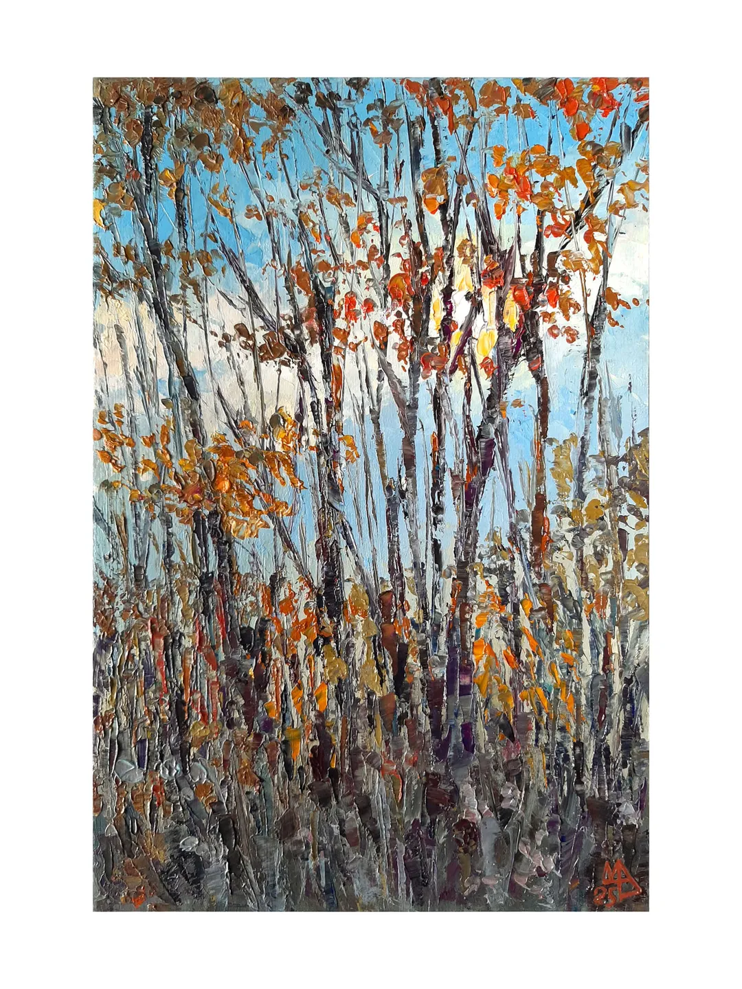 Sun through the Trees painting 12x8” ORIGINAL ART Morning Landscape Impressionist hand painted by artist Marina Chuchko