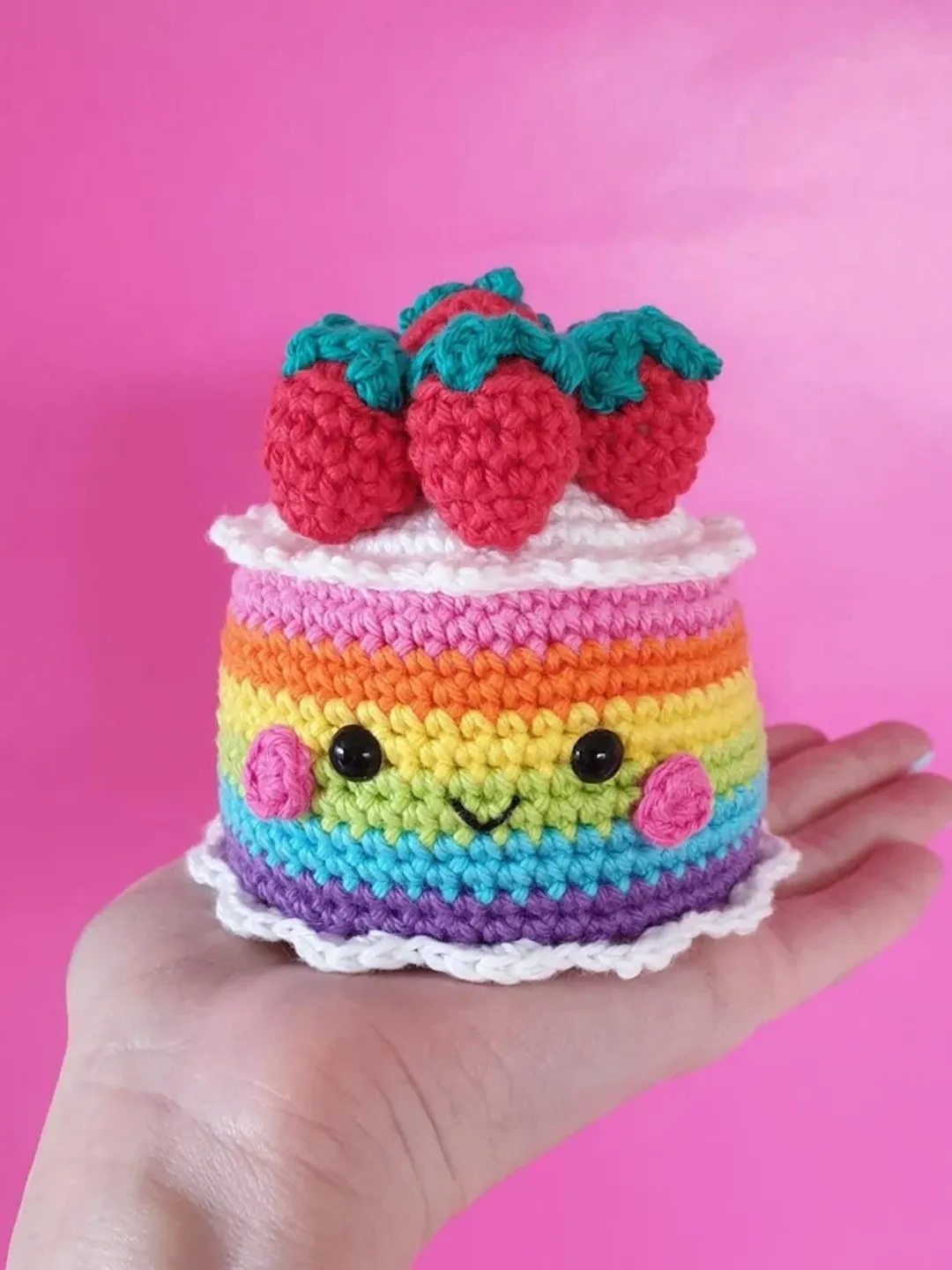 Crochet Rainbow Cake Pattern PDF, Kawaii Cake Amigurumi Pattern, Crochet Play Food, Cute Dessert Toy, Rainbow Cake Crochet, Intermediate Pattern, Kids Play Kitchen, Handmade Gift