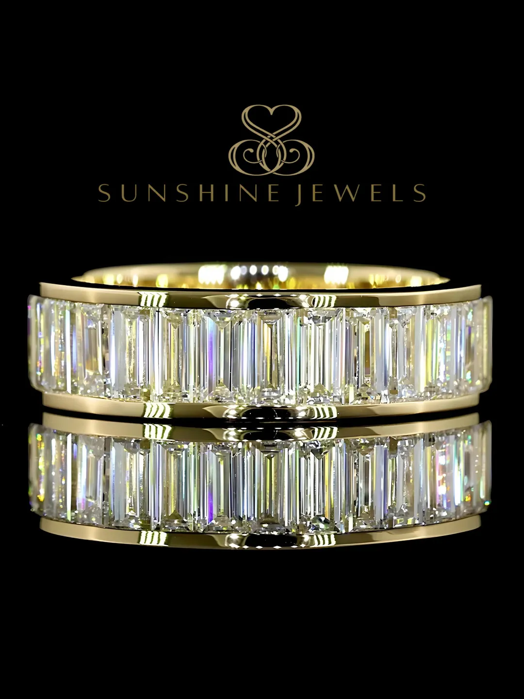 14k Yellow Gold Baguette Lab Grown Diamond Eternity Band