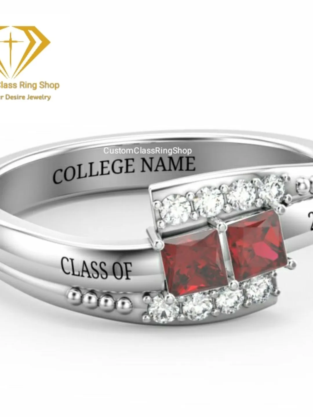 Personalized Graduation Ring: Solid Gold, Sterling Silver, Class of 2021