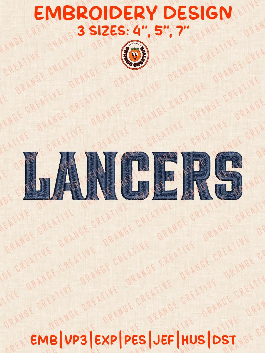 Lancers Text Embroidery Design, NCAA Longwood Lancers Team Logo Embroidery Design, Machine Embroidery Design File, 4 Sizes, Digital Download