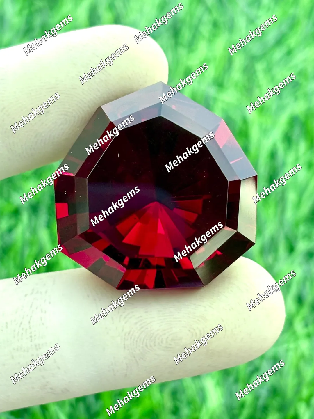 Lab Grown Ruby Gemstone – Deep Red Shield Cut, 88ct, Precision Faceted ...