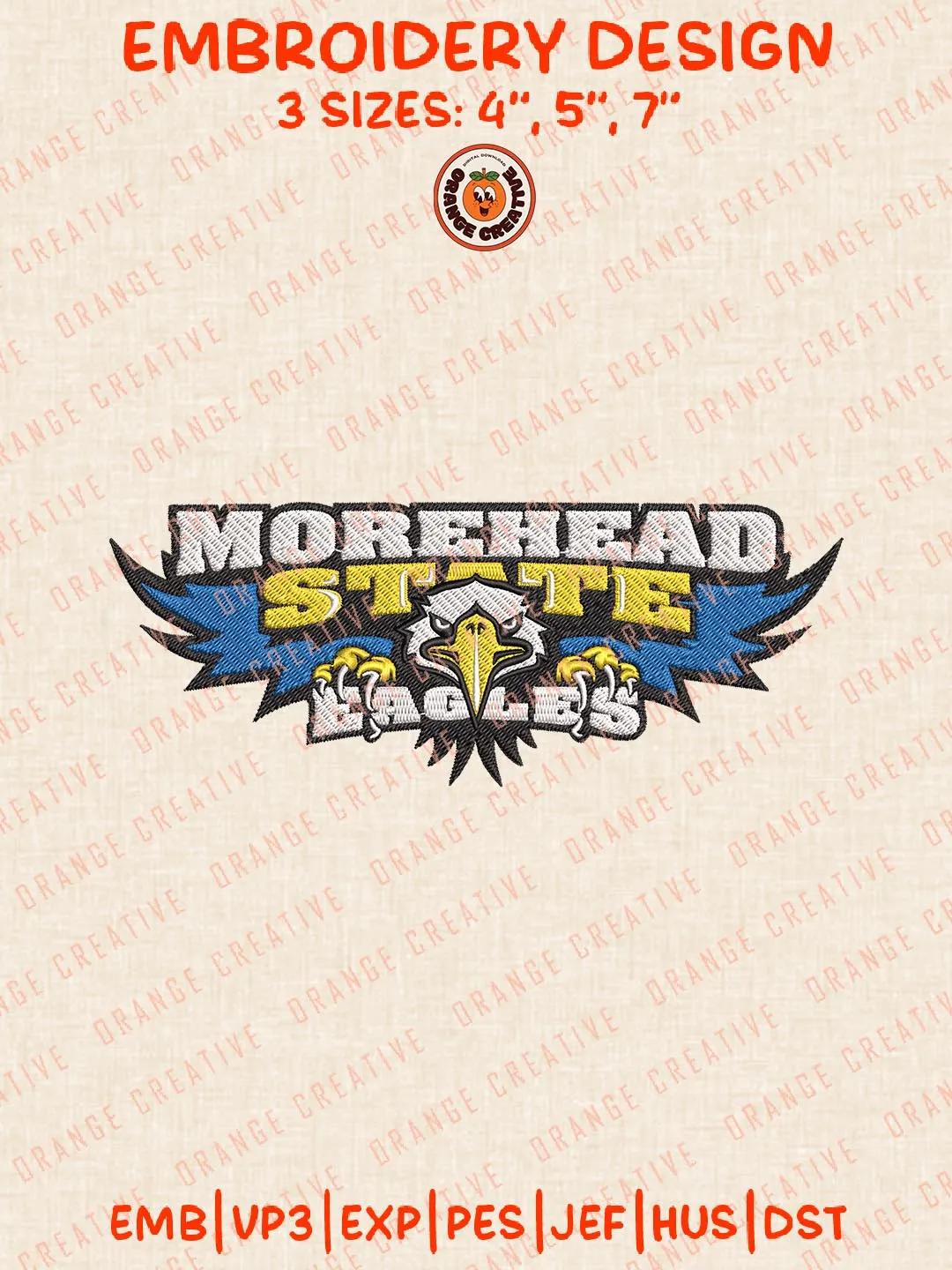Morehead State Eagles Logos Embroidery Design Files, NCAA Logos Embroidery Designs, Machine Embroidery Files, 4 Sizes, Custom Sizes, Instant Download