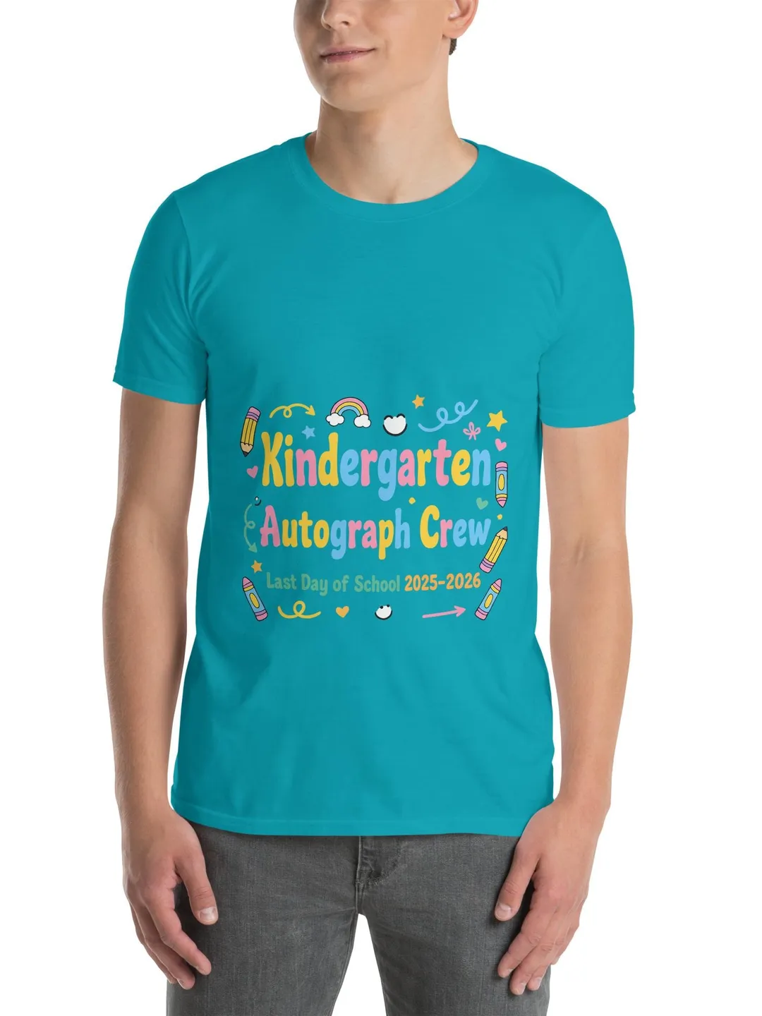 Kindergarten Autograph Crew T-Shirt, Last Day of School 2025-2026 Memory Tee