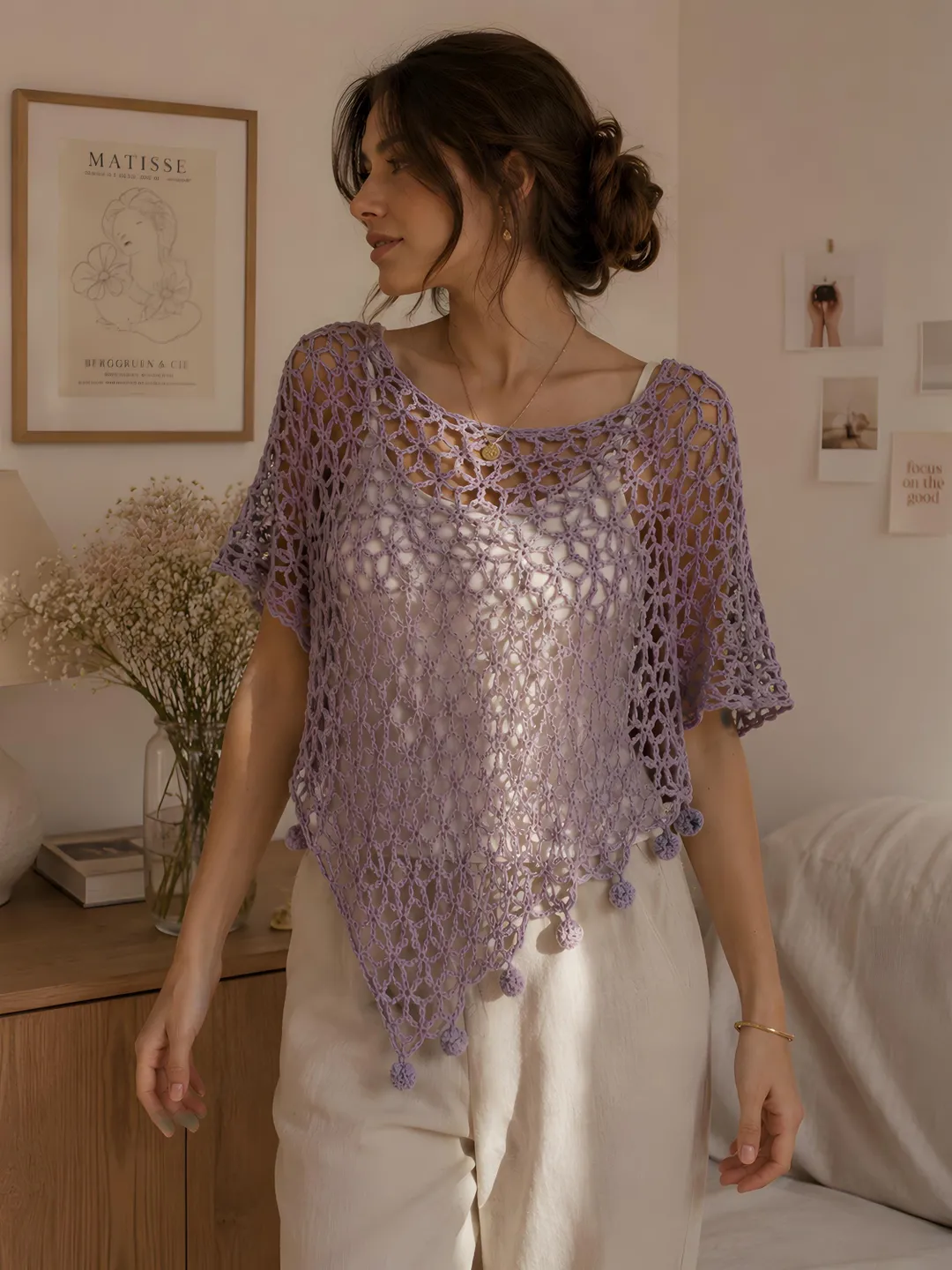Crochet Poncho Pattern PDF | Celestial Drift Lace Poncho | Merino
