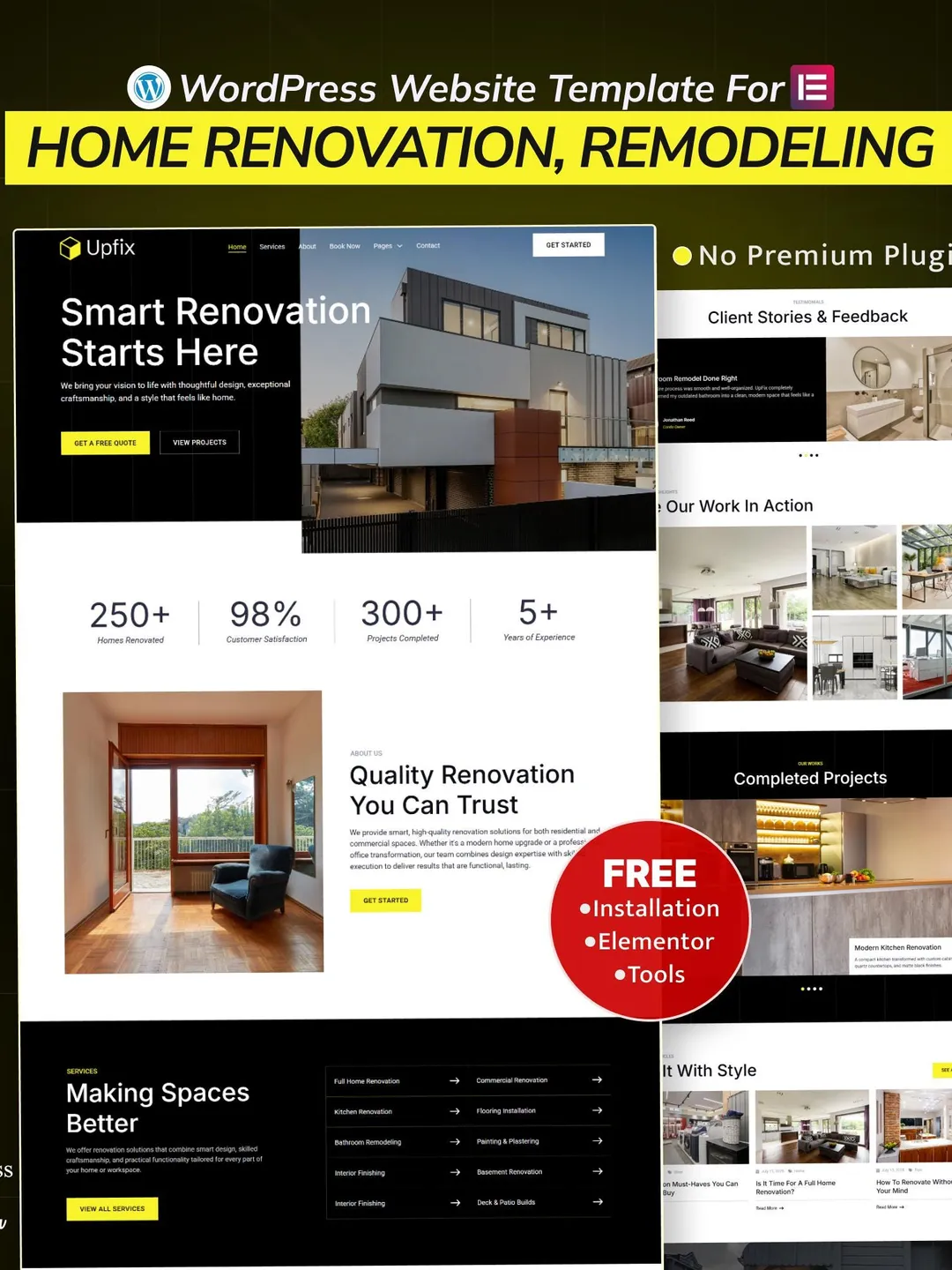 Home Renovation WordPress Elementor Template Kit | Construction & Remodeling Website Template