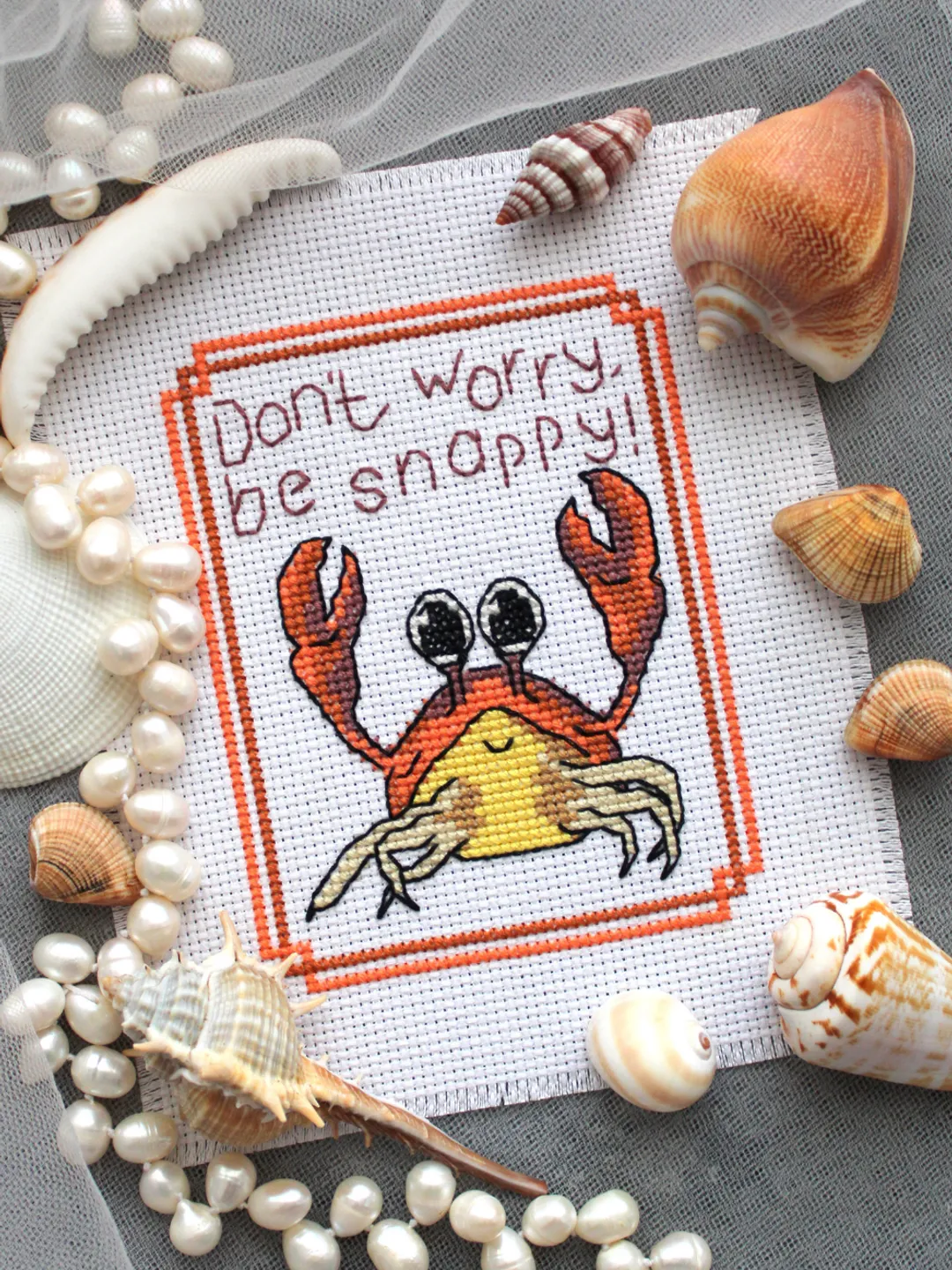 Cross stitch pattern Don't worry, be snappy!, easy cross stitch pattern for beginners, funny cross stitch chart PDF