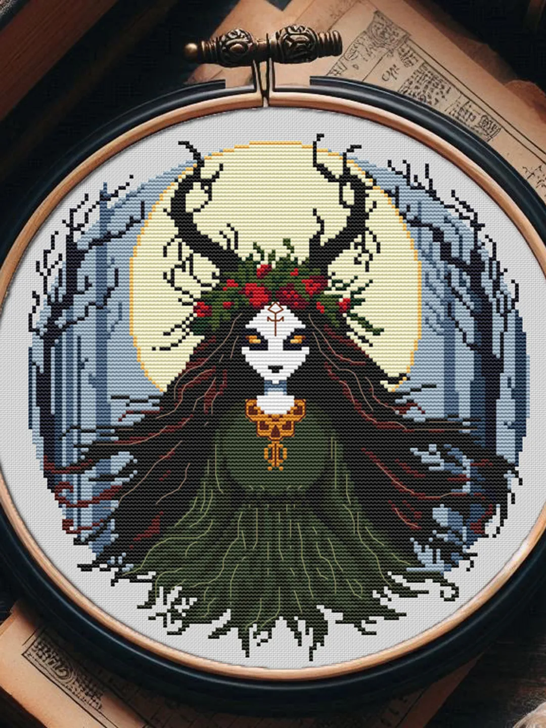 Stories of the Mornwood and Yoma Moonweaver cross stitch pattern