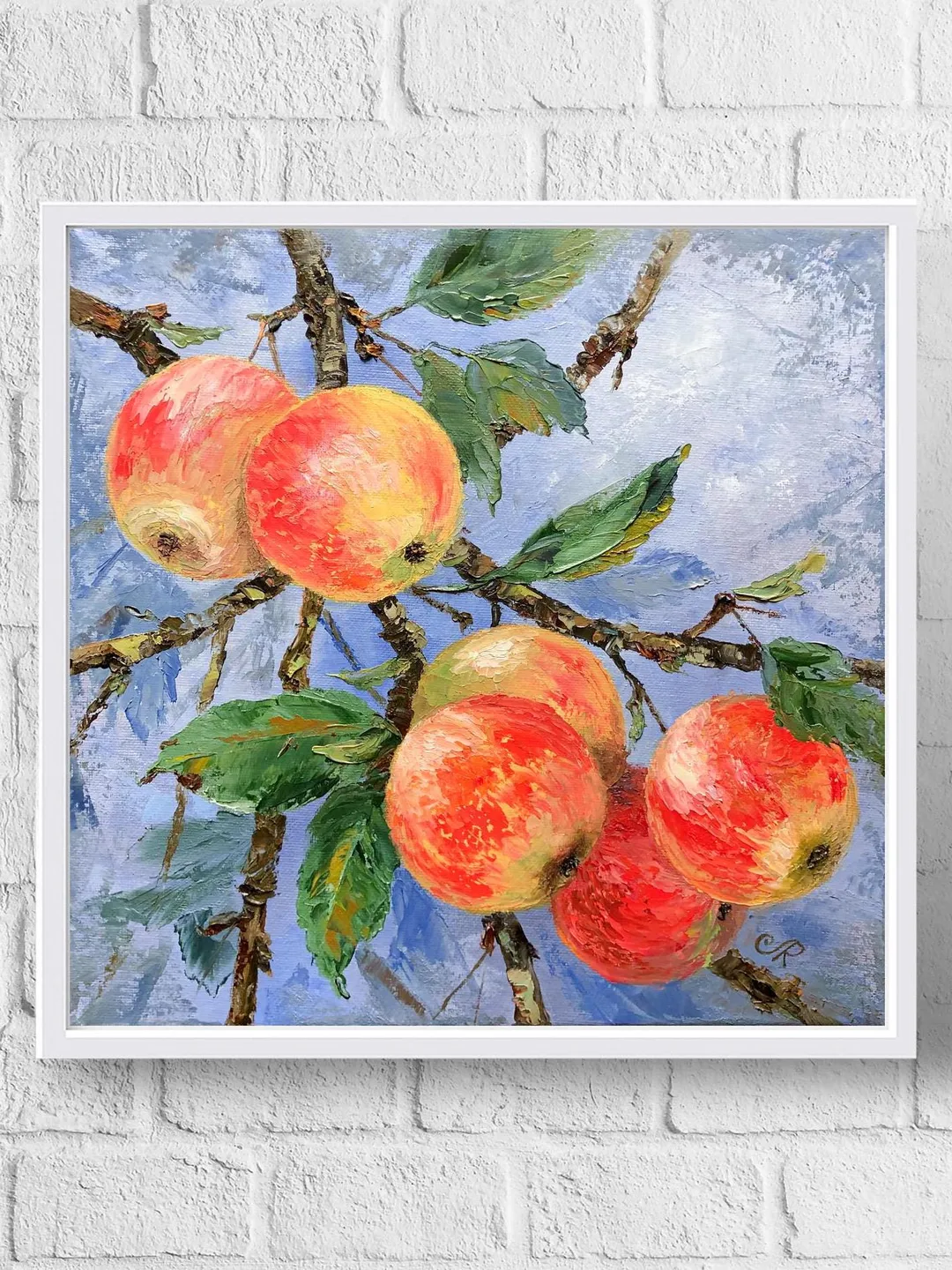 Apples Oil Painting Original Fruits Painting Kitchen Still Life