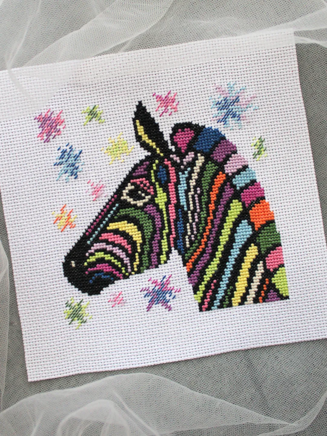Cross stitch pattern Zebra, easy cross stitch chart PDF