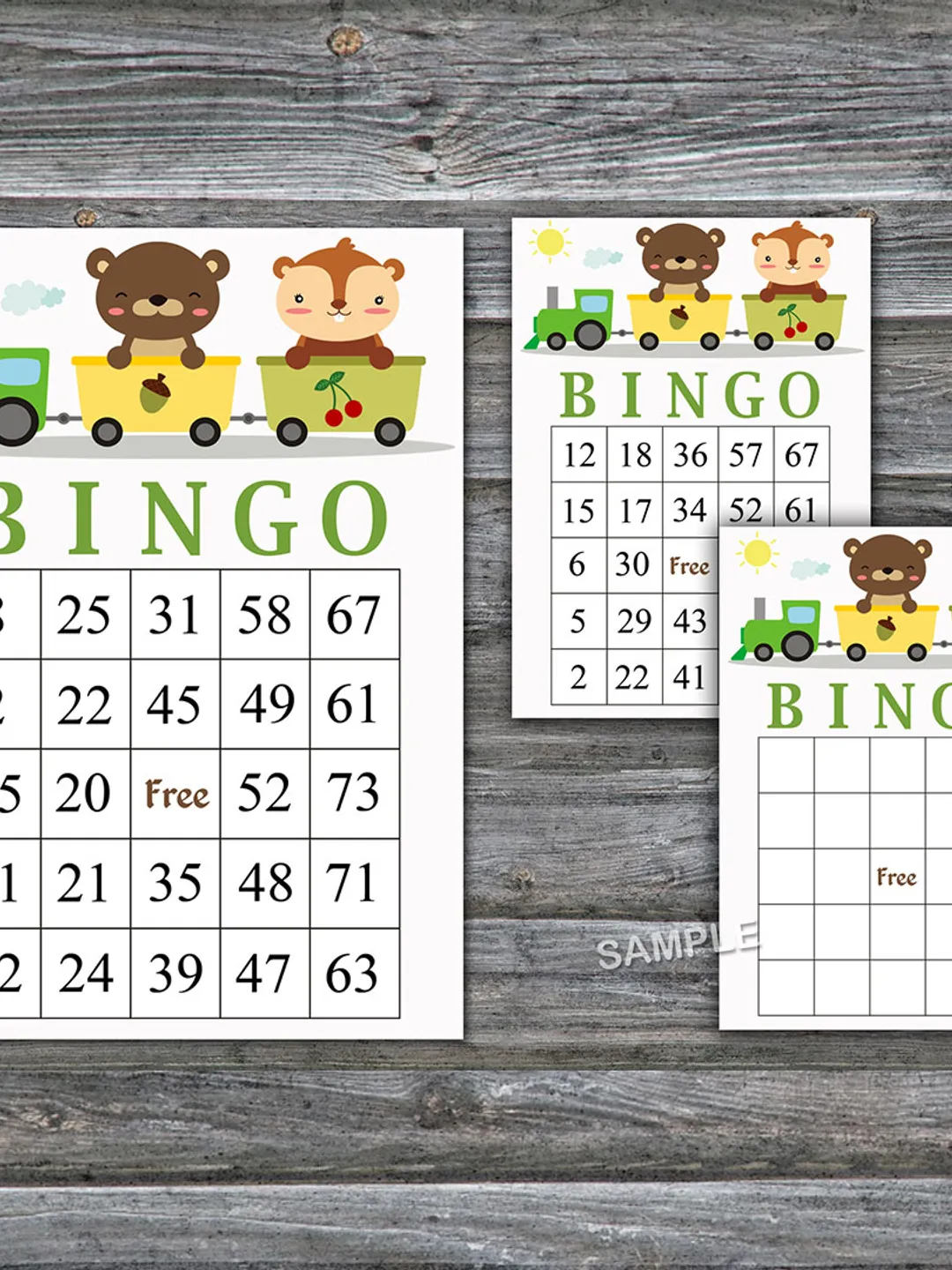 Animals train bingo cards,Animals train bingo game,Animals train Printable bingo cards,60 Bingo Cards,INSTANT DOWNLOAD--