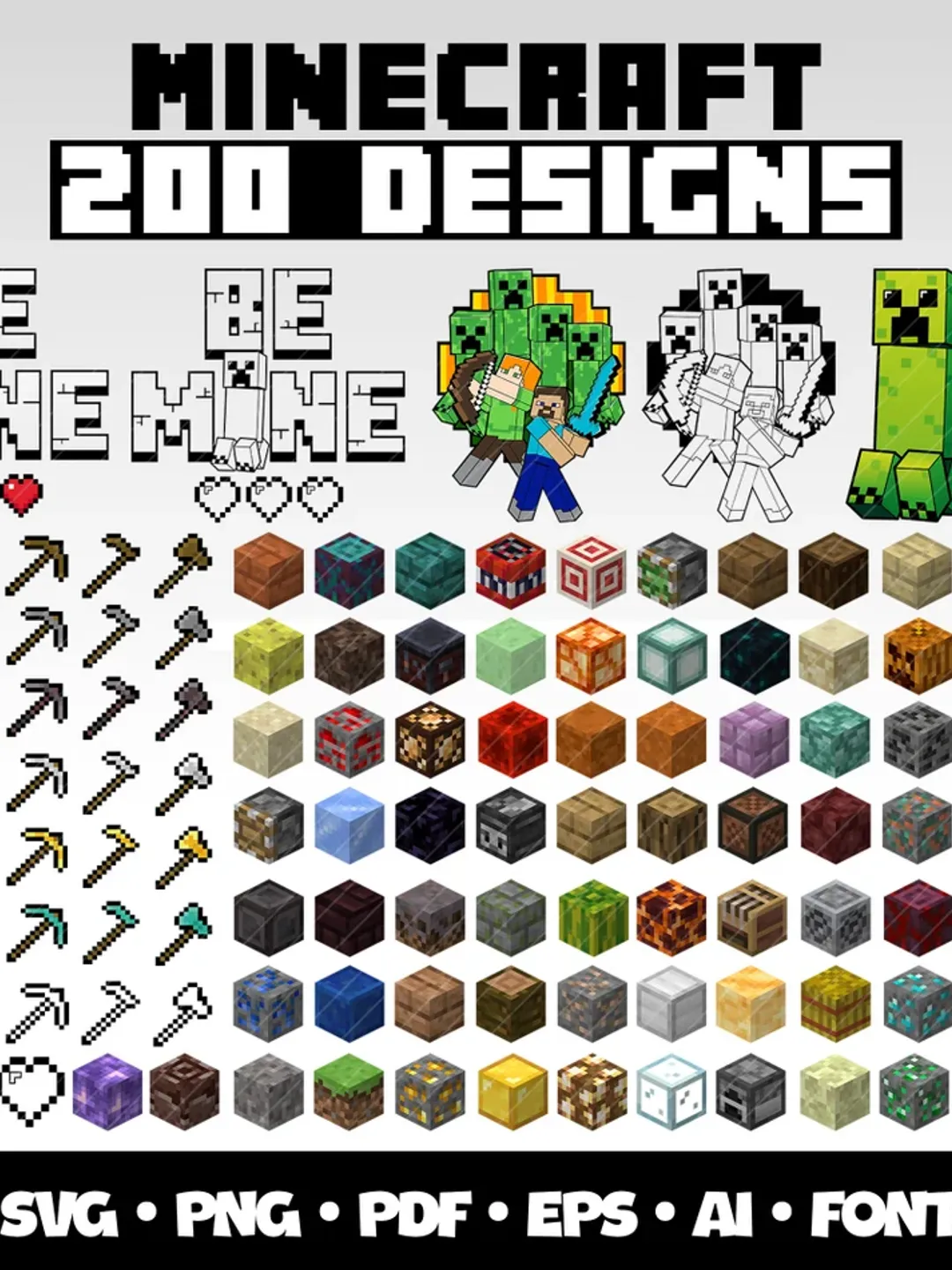 Pink Minecraft Svg Minecraft SVG Bundle, Minecraft Clipart for Cricut & Silhouette ...