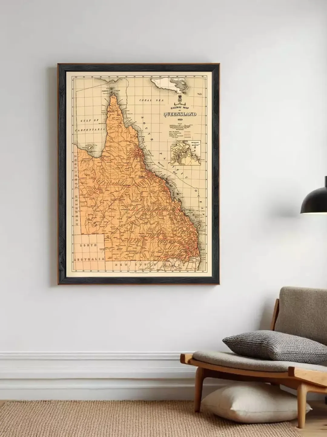 Vintage Map of Queensland Australia 1939 | Wall Art Print