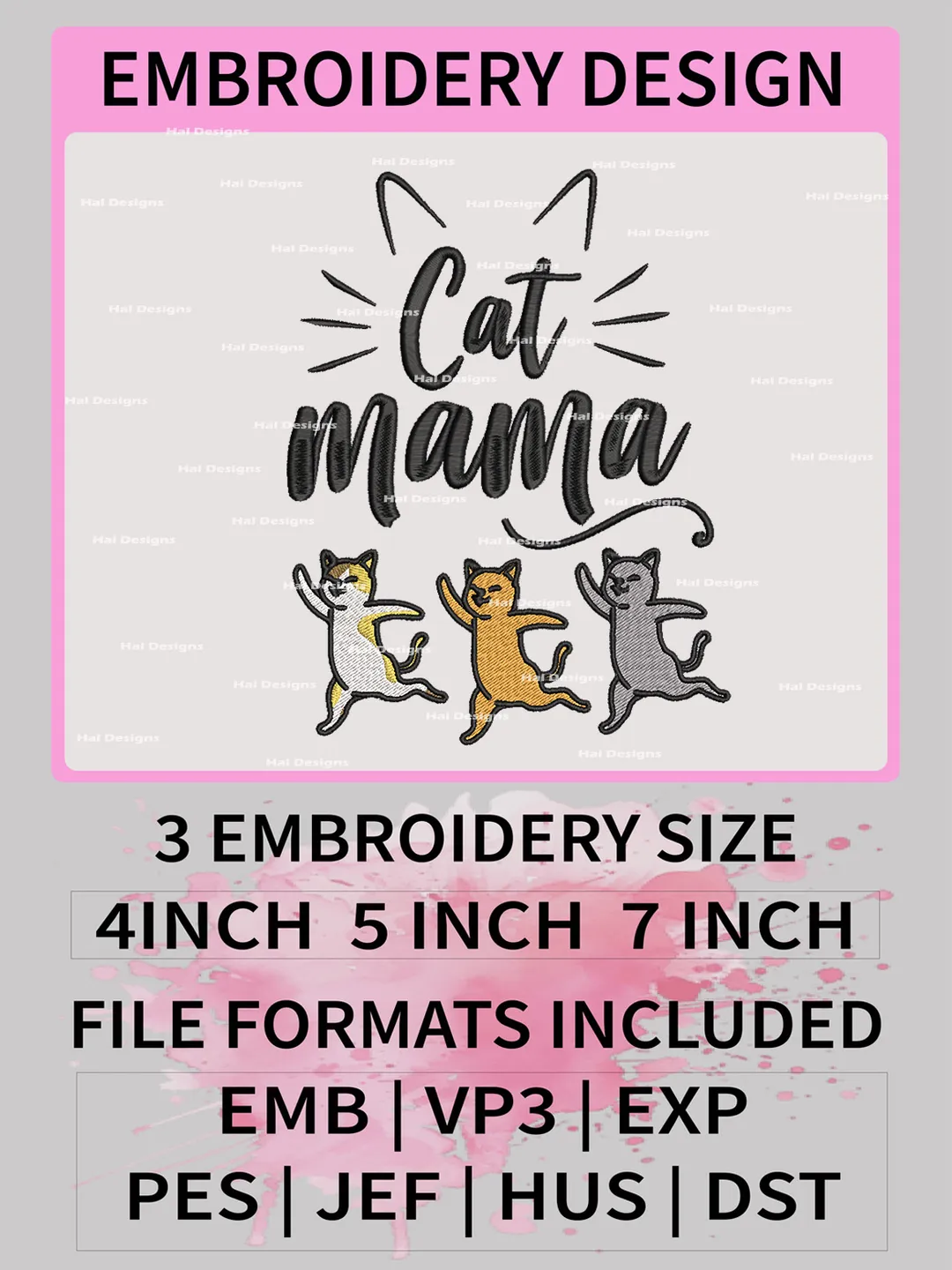 Cat Mama Embroidery Designs, Mama Machine Embroidery Design, Mother's Day Embroidery Design,Embroidery Machin