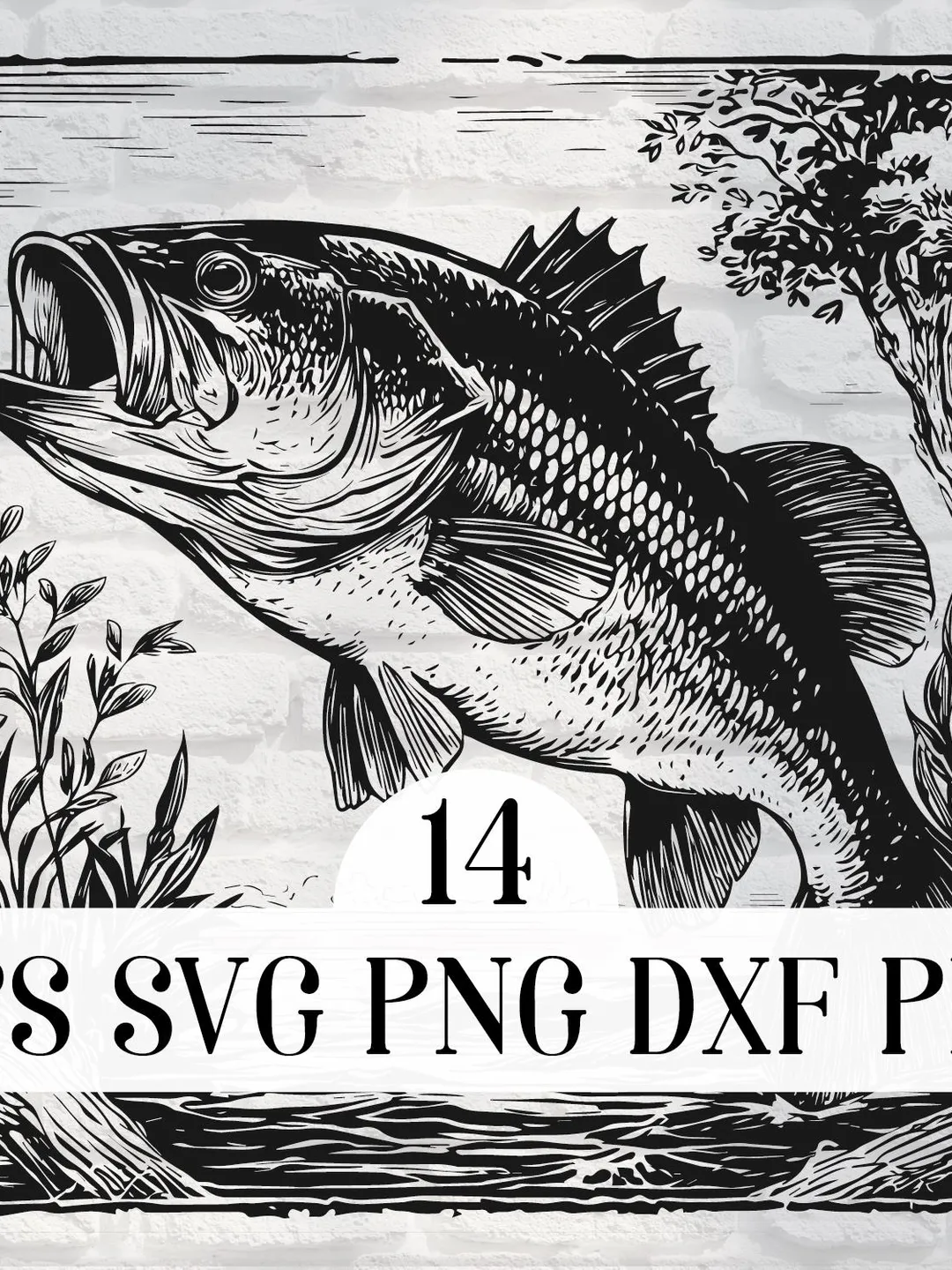 Bass Vector 14 Designs Bundle Fishing SVG files Jumping Bass PNG