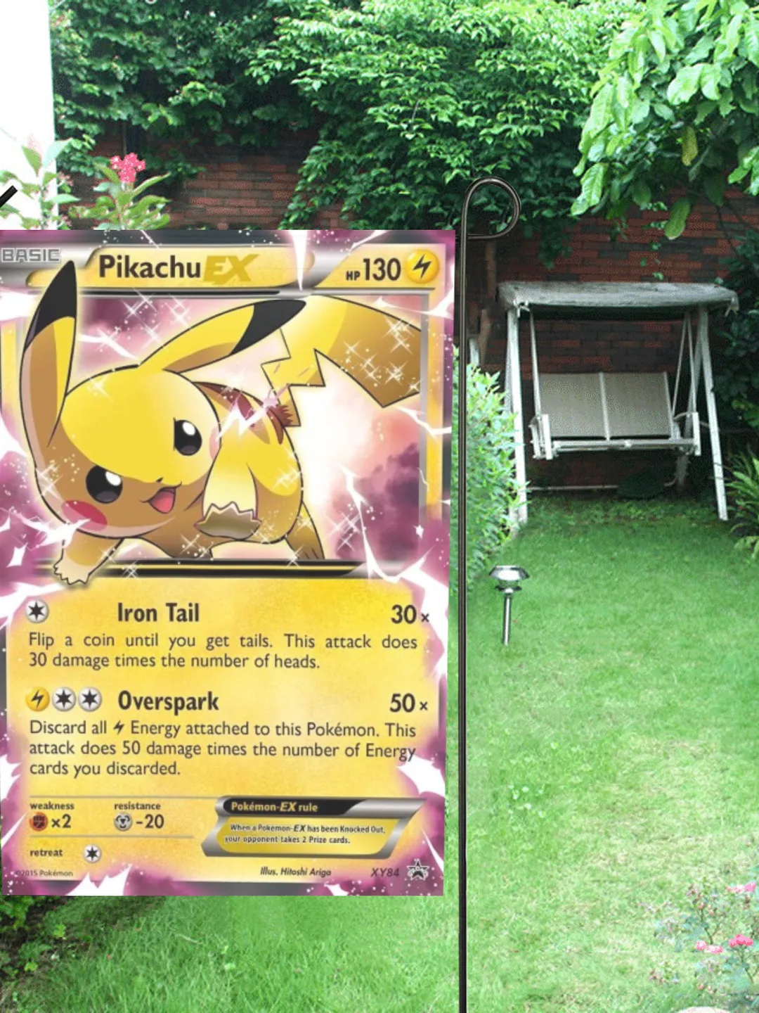 Pikachu EX Card Garden Flag (Two Sides Printing, without Flagpole)