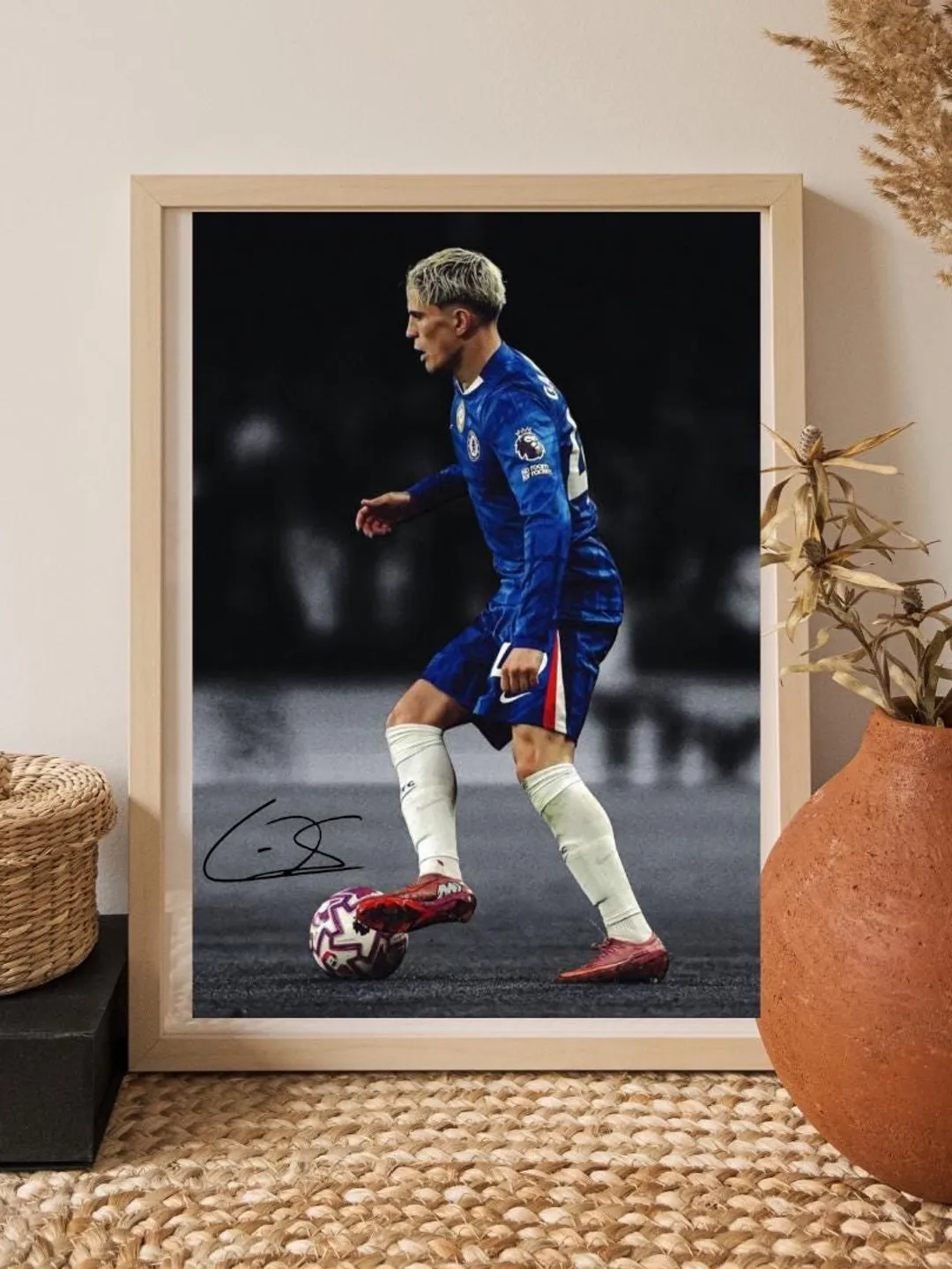 Alejandro Garnacho Football Star Walnut Art Portrait