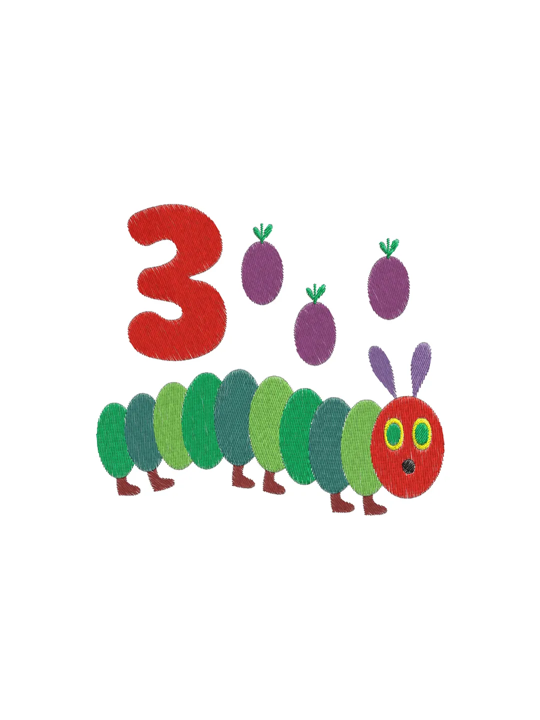 Hungry Caterpillar Machine Embroidery Design,cute machine embroidery design,2 sizes,Instant Download--730