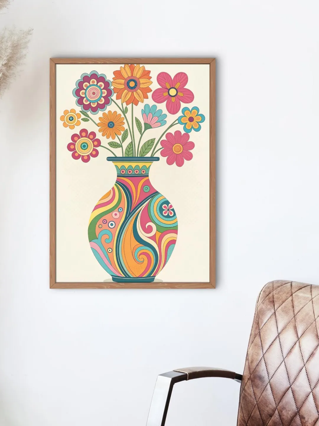 Floral Vase Art Print: Vibrant Modern Flower Decor (Digital Download)