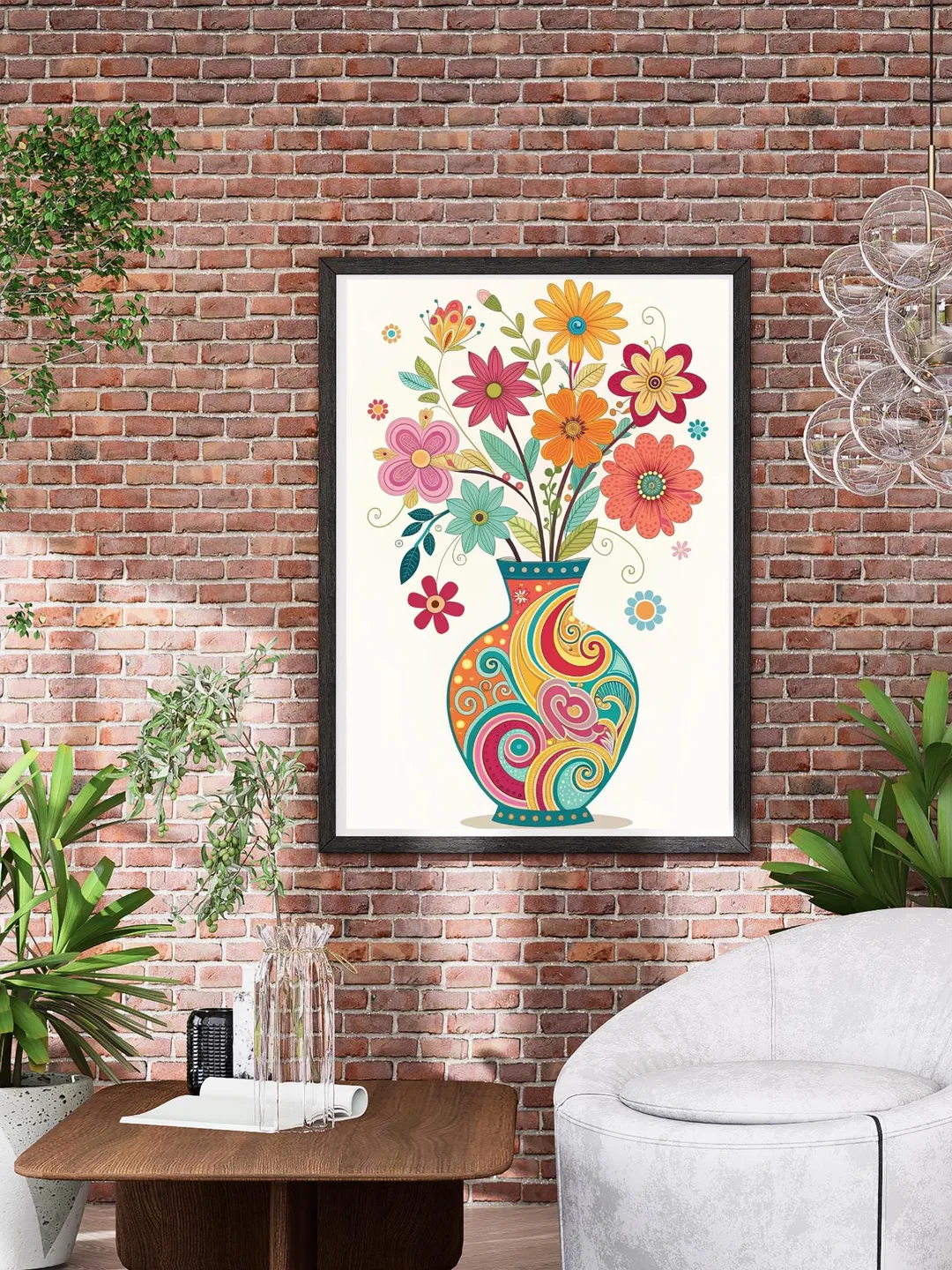 Floral Vase Art Print: Vibrant Modern Flower Decor (Digital Download)