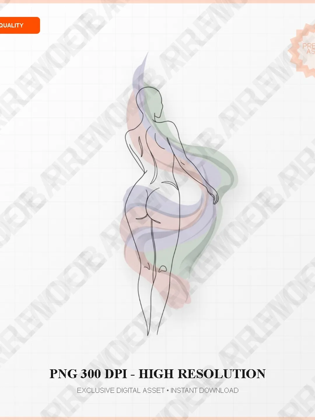 Minimalist Woman Body Outline PNG Aesthetic Pastel Abstract Wall Art