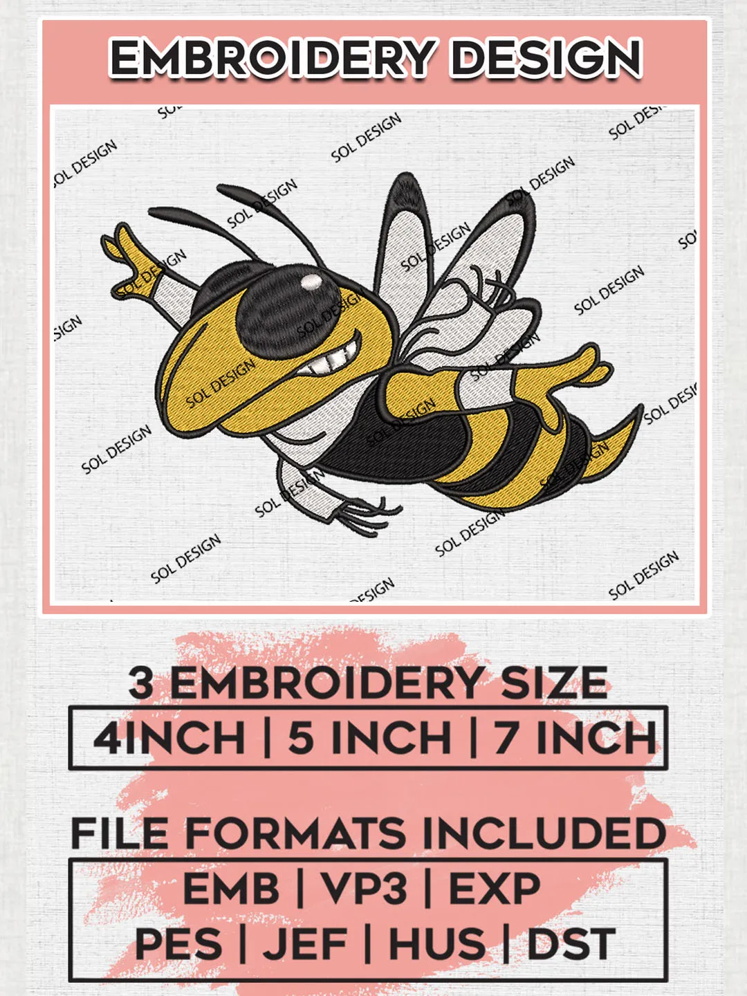 Georgia Tech Yellow Jackets College Football Team Logo embroidery designs, NCAA Georgia Tech Logo Machine embroidery designs, NCAA Team Logo embroidery designs, NCAA Game Day Machine embroidery designs, Digital Download