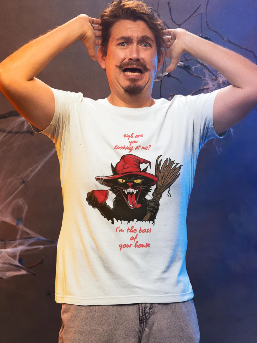 Funny Halloween Cat Witch T-Shirt – Spooky Season Tee