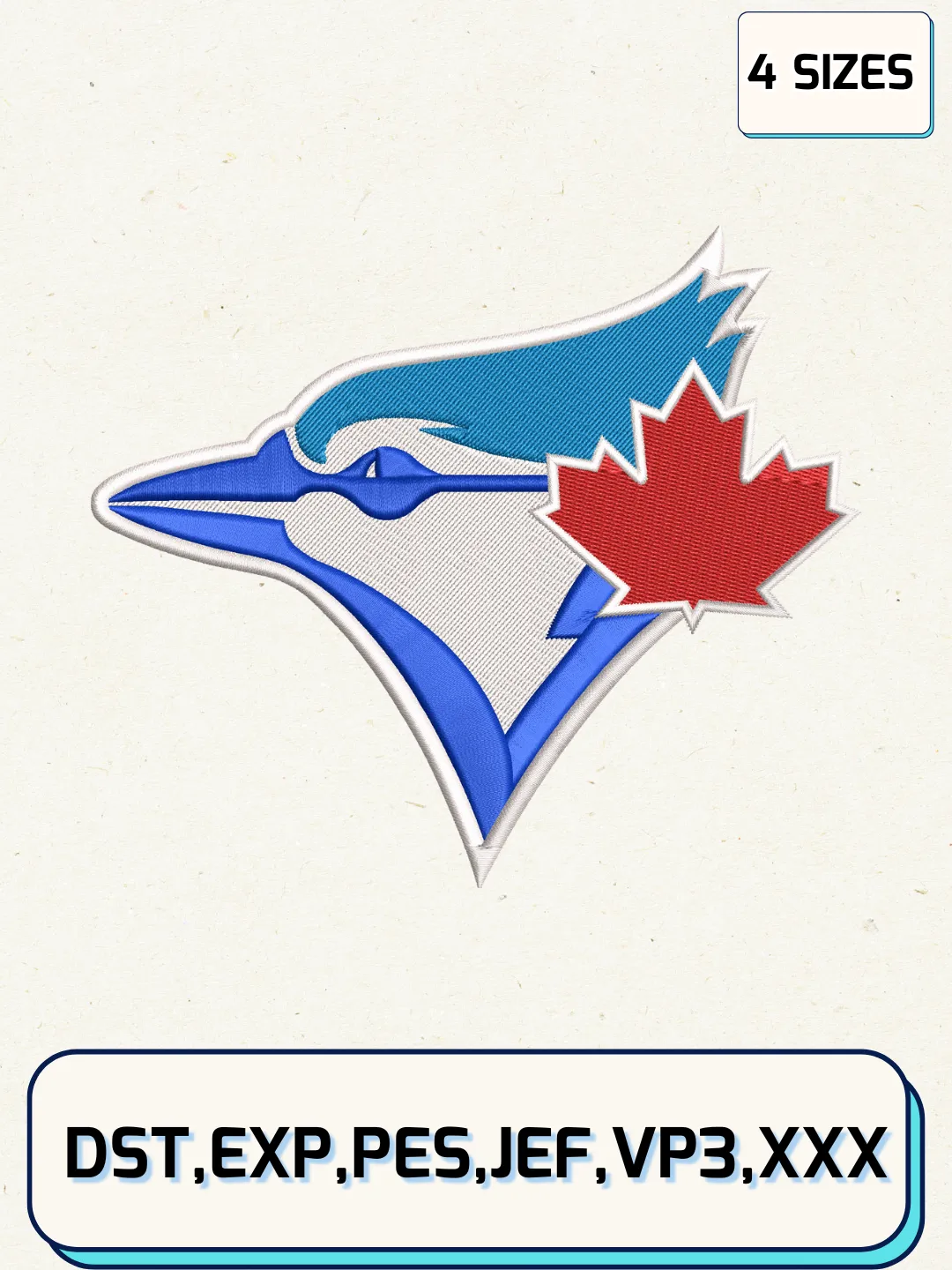 Toronto Blue Jays Logos Embroidery Design Files, MLB Logos Embroidery Designs, Machine Embroidery Files, 4 Sizes