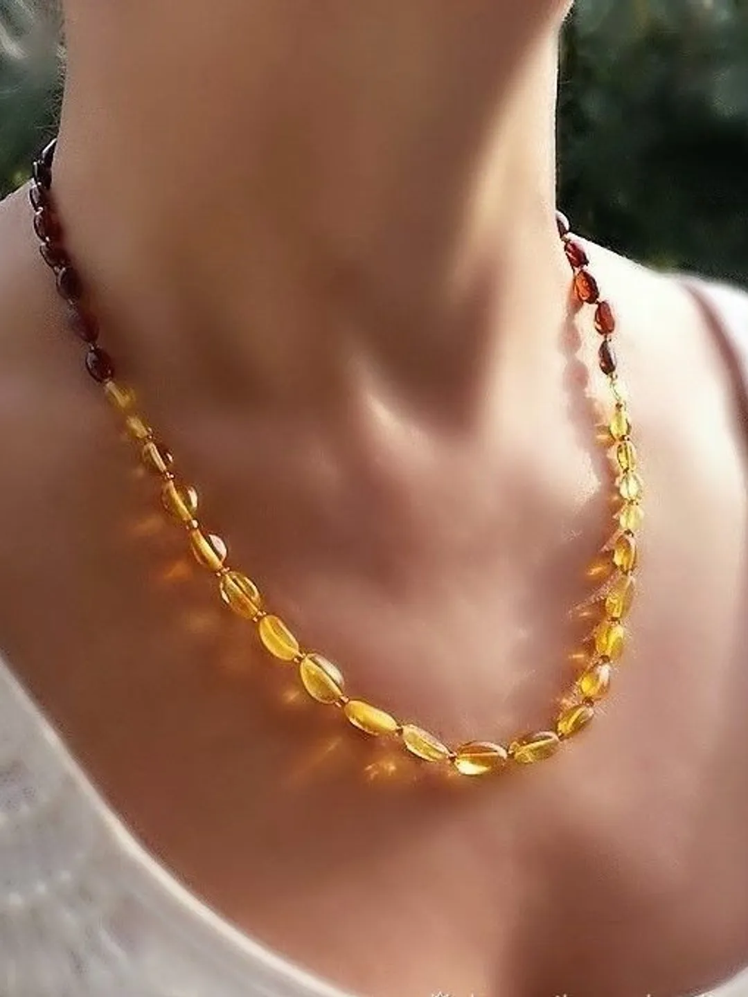 Genuine Amber Necklace Multicolor Yellow Cognac Brown Natural Amber Jewelry Cift For Women Mom Healing and Calming Natural Stone Beads Necklace