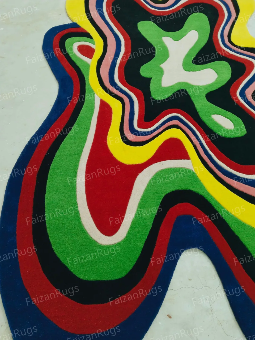 Franky I Home & Living I Floor Rugs Hand Tufted Rugs l Franky Rug l Stunning Irregular Shape Carpet l Red Blue Multi Colored in NZ Wool Rug