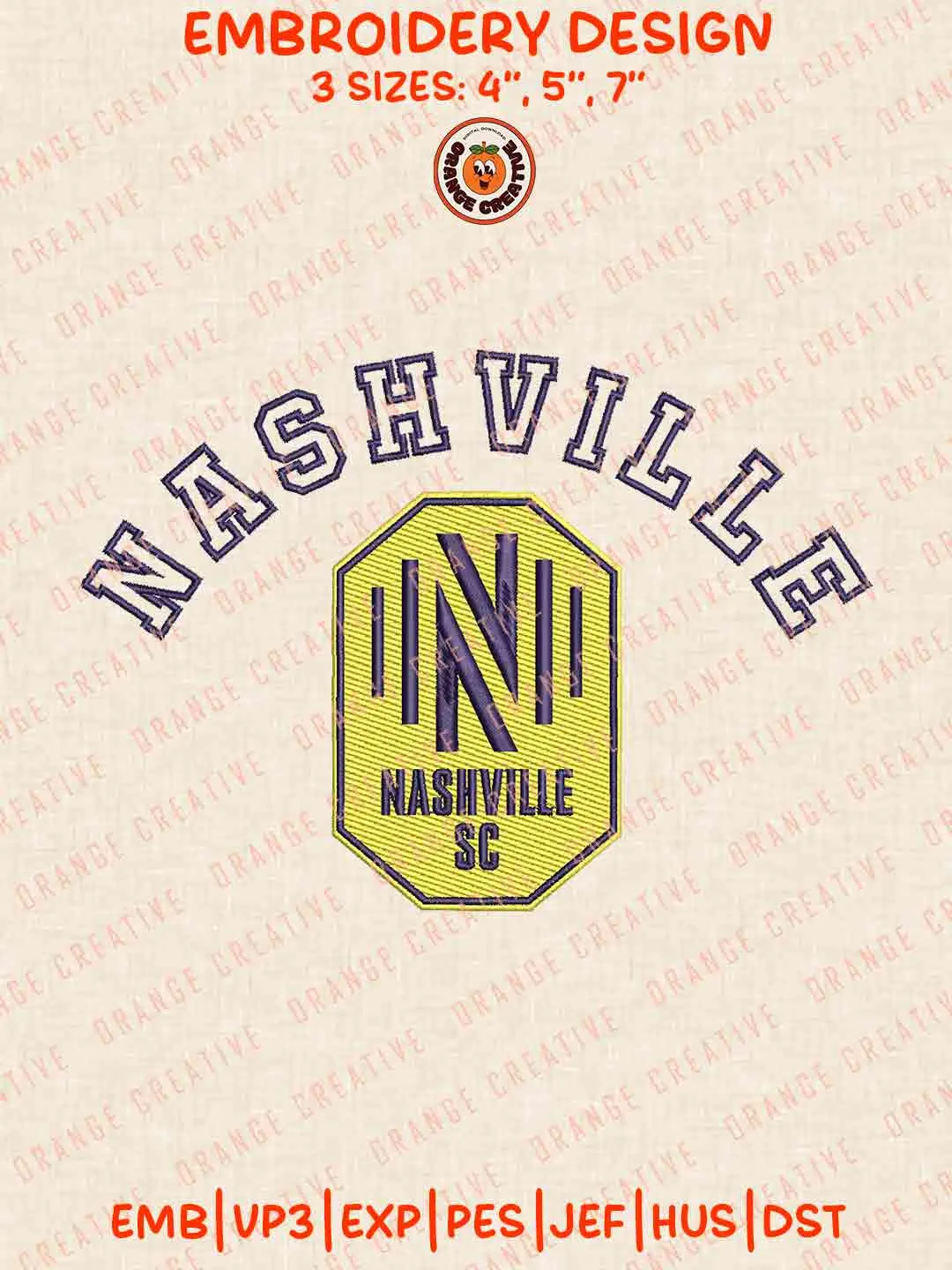 MLS Nashville SC Word Logo Embroidery Files, Nashville SC Embroidery Designs, League Soccer Machine Embroidery Files, MLS Nashville SC Logo Machine Embroidery, 3 sizes, Digital Download