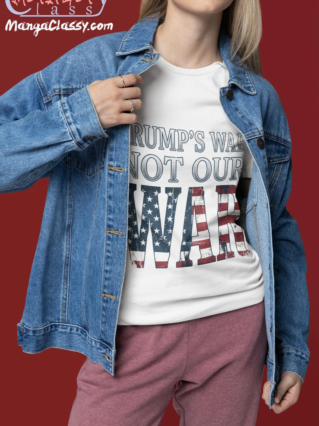 Political Protest T-Shirt "Trump's War Not Our War" | Distressed American Flag Graphic Tee | 100% Cotton Unisex Casual Shirt | Activist Appa