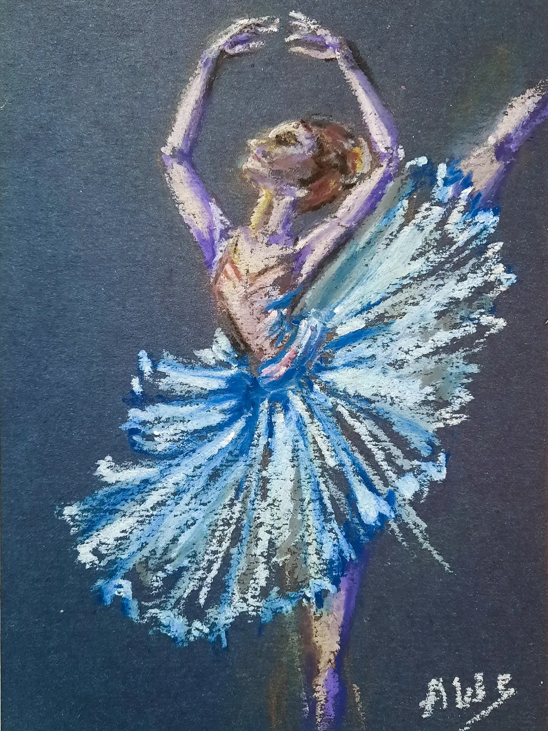 Ballerina painting Oil pastel painting Dancer painting