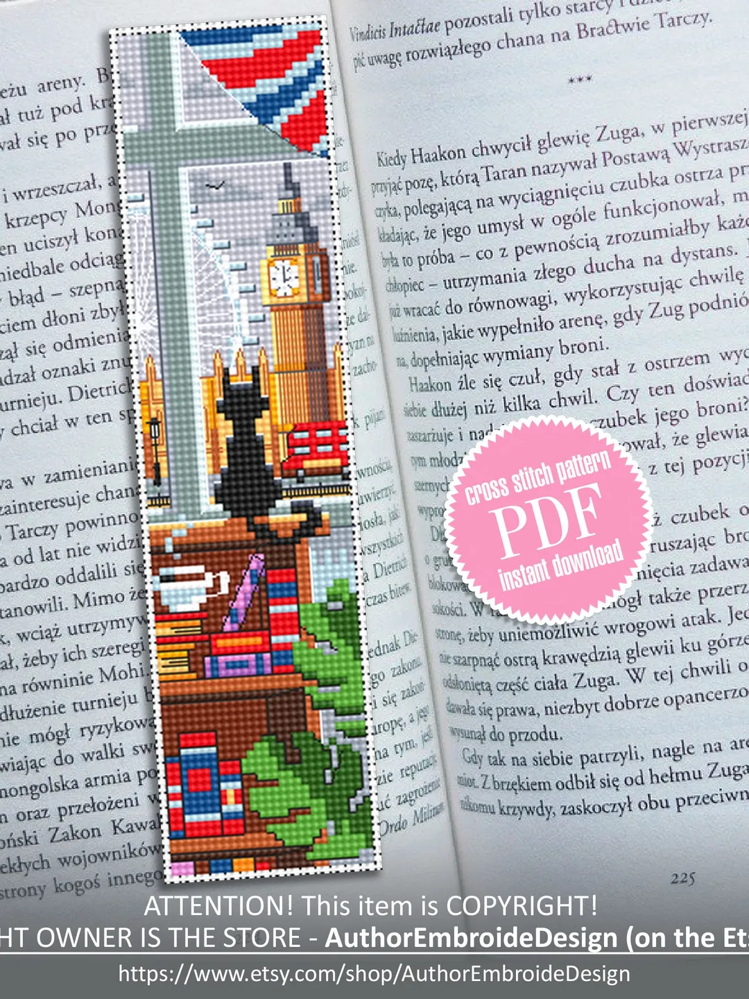 Bookmark cross stitch pattern download PDF Modern handmade bookmark ...