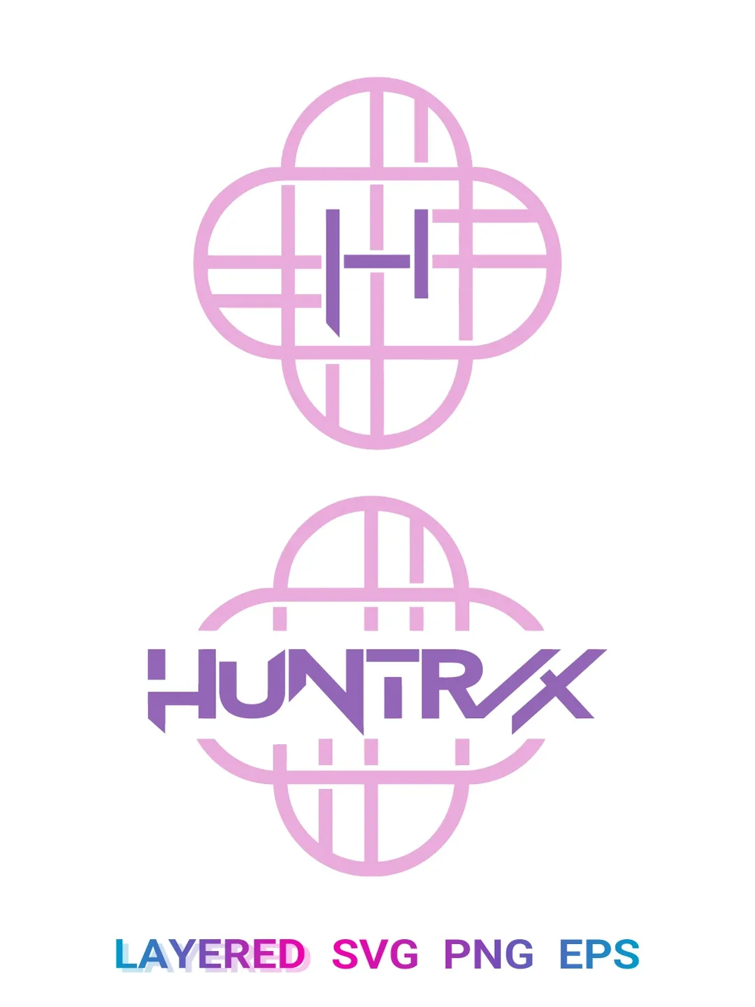 Kpop Demon Hunters SVG PNG, Huntrix Logo Layered Clipart
