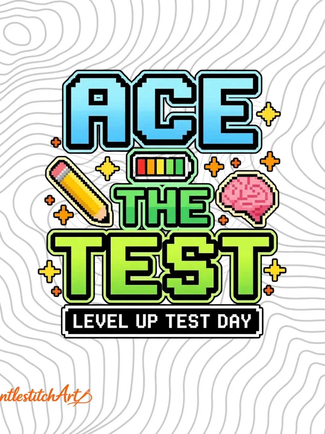 Level Up Test Ace The Test PNG: Pixel Gamer Style Level Up Test Day Motivation png ...