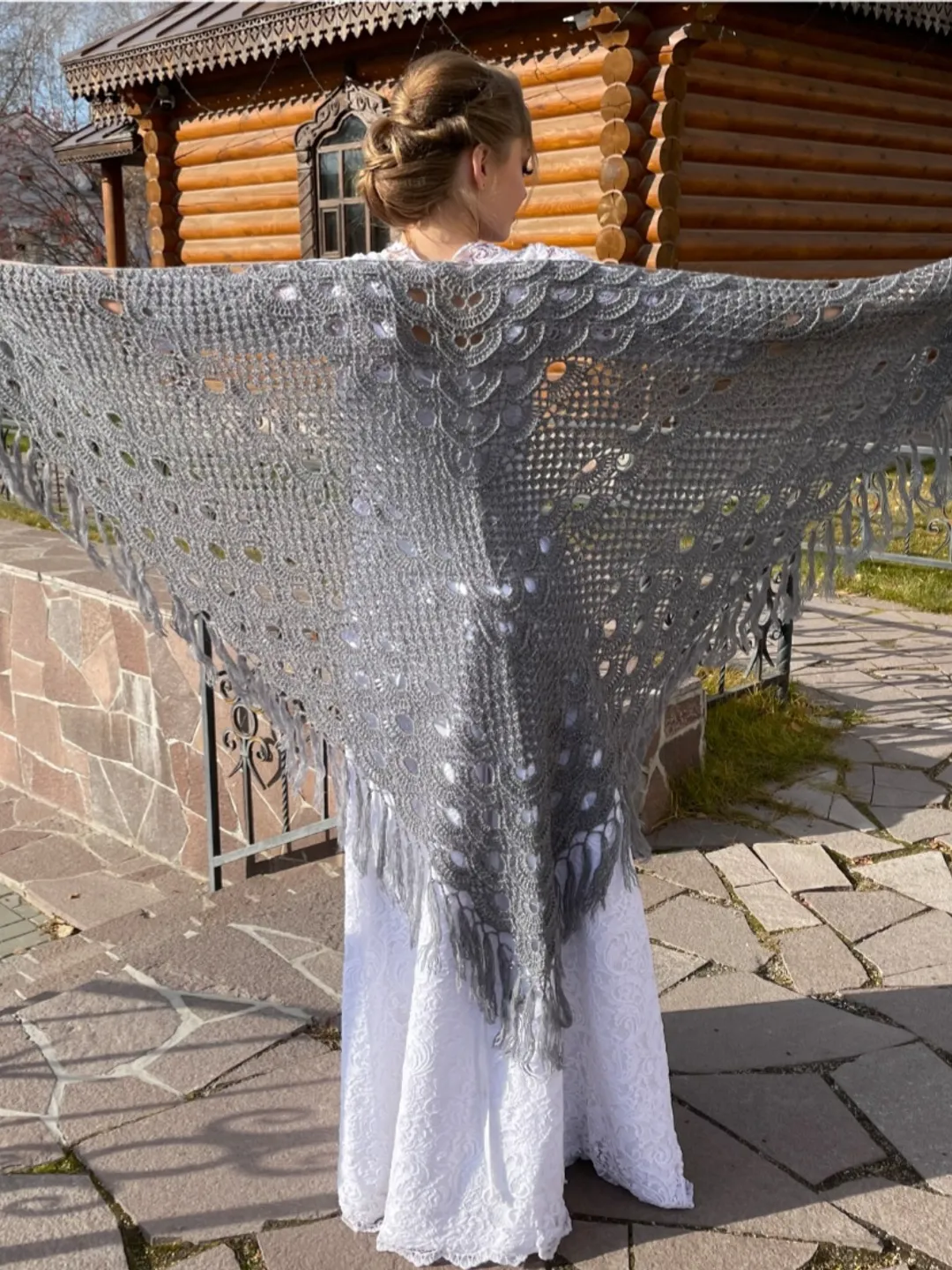 専用argue MOHAIR WOOL BIG STOLE シグネットシルバー Silver Wedding Shawl,Grey shawl for the bride and bridesmaids